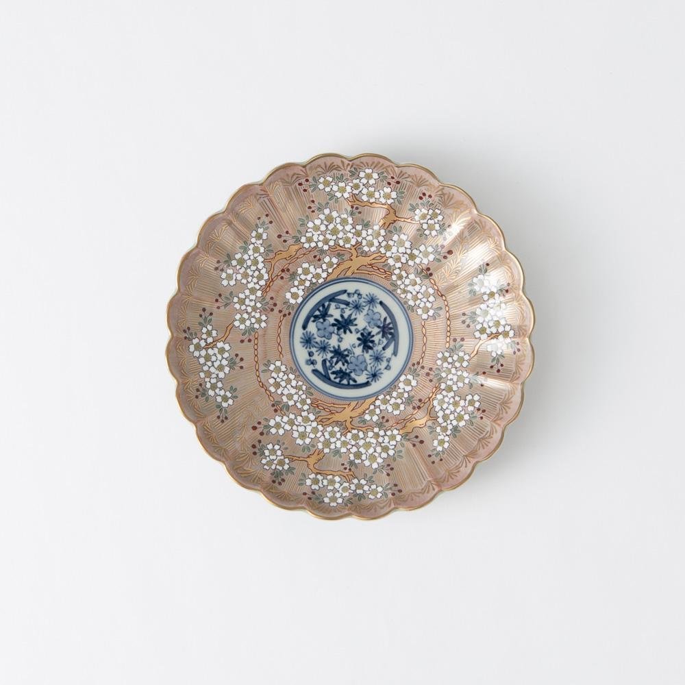 Rinkuro Kiln Old Imari Sakura Hasami Round Plate 6in - MUSUBI KILN - Quality Japanese Tableware and Gift