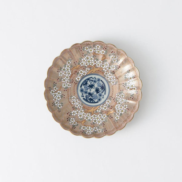 Rinkuro Kiln Old Imari Sakura Hasami Round Plate 6in - MUSUBI KILN - Quality Japanese Tableware and Gift