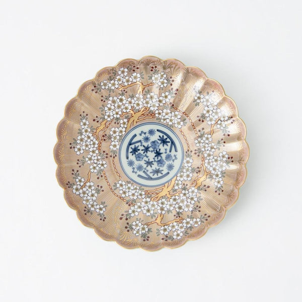 Rinkuro Kiln Old Imari Sakura Hasami Round Plate 7.5in - MUSUBI KILN - Quality Japanese Tableware and Gift