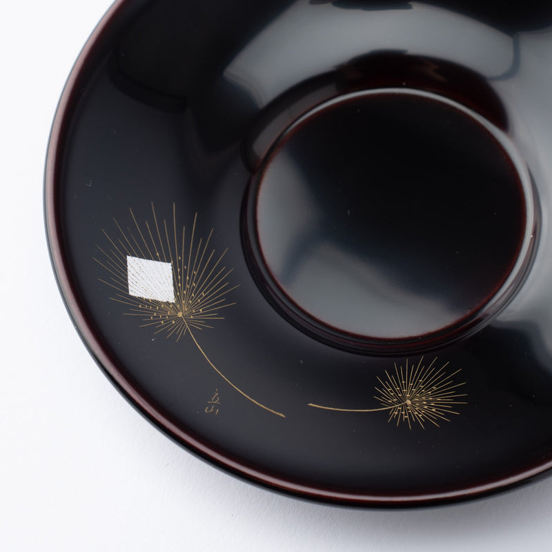 Ritsuzan Tomita Flower Echizen Lacquerware Teacup Coaster Set - MUSUBI KILN - Quality Japanese Tableware and Gift