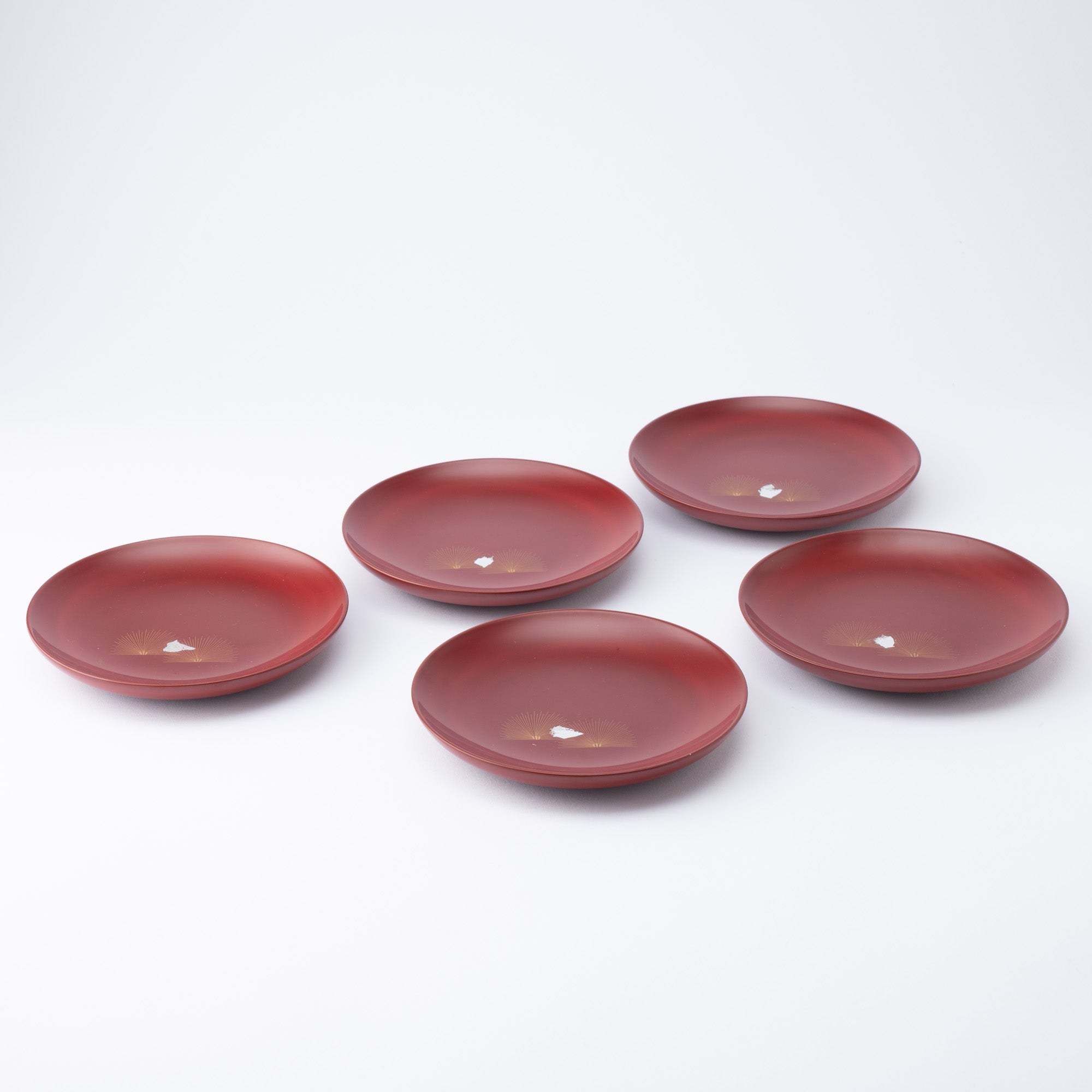 Ritsuzan Tomita Pine Echizen Lacquerware Red Side Plate Set - MUSUBI KILN - Quality Japanese Tableware and Gift