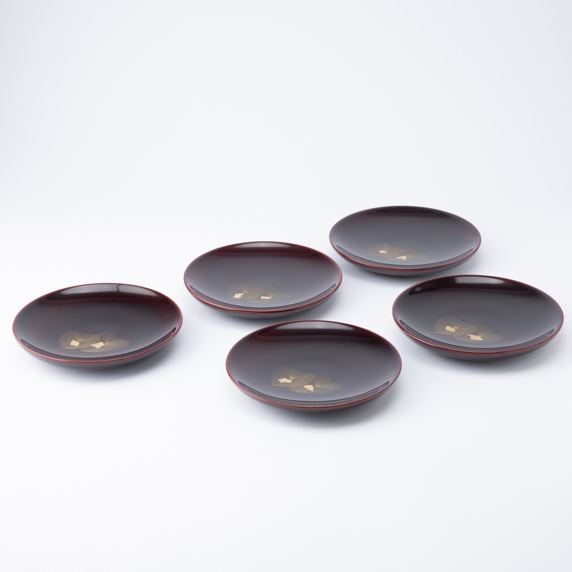 Ritsuzan Tomita Pine Echizen Lacquerware Side Plate Set - MUSUBI KILN - Quality Japanese Tableware and Gift