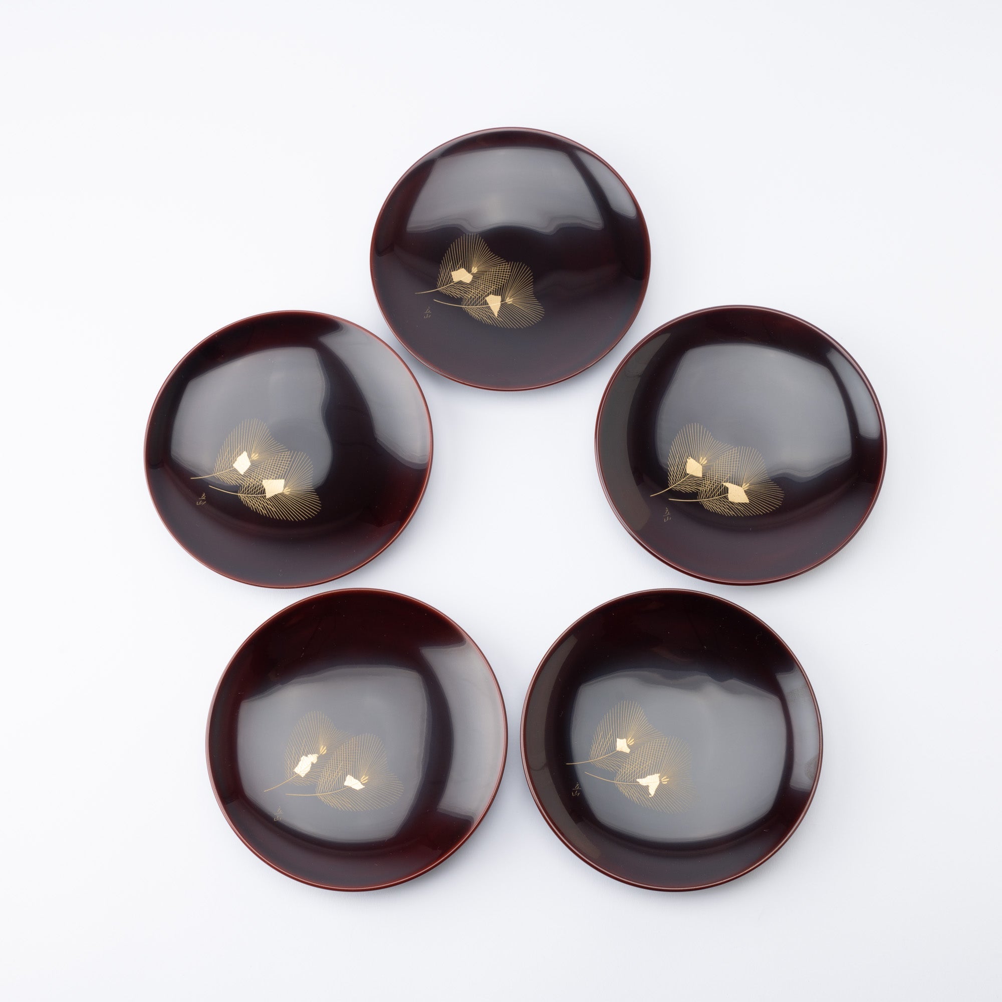 Ritsuzan Tomita Pine Echizen Lacquerware Side Plate Set - MUSUBI KILN - Quality Japanese Tableware and Gift