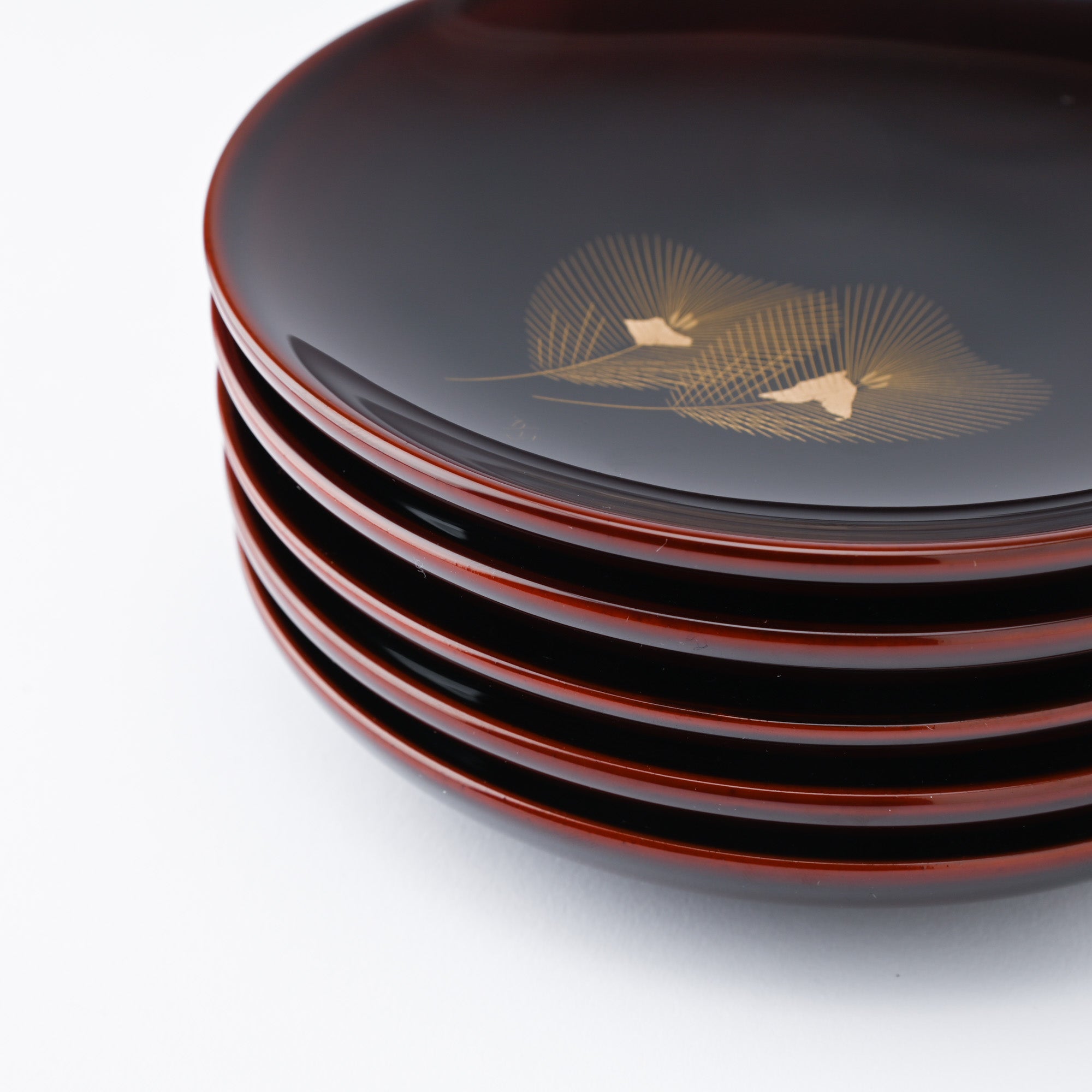 Ritsuzan Tomita Pine Echizen Lacquerware Side Plate Set - MUSUBI KILN - Quality Japanese Tableware and Gift