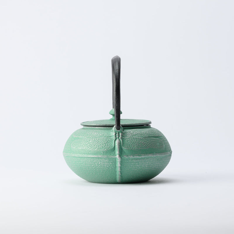 Roji Associates Mint Green Dragonfly Nambu Ironware Cast Iron Teapot - MUSUBI KILN - Quality Japanese Tableware and Gift