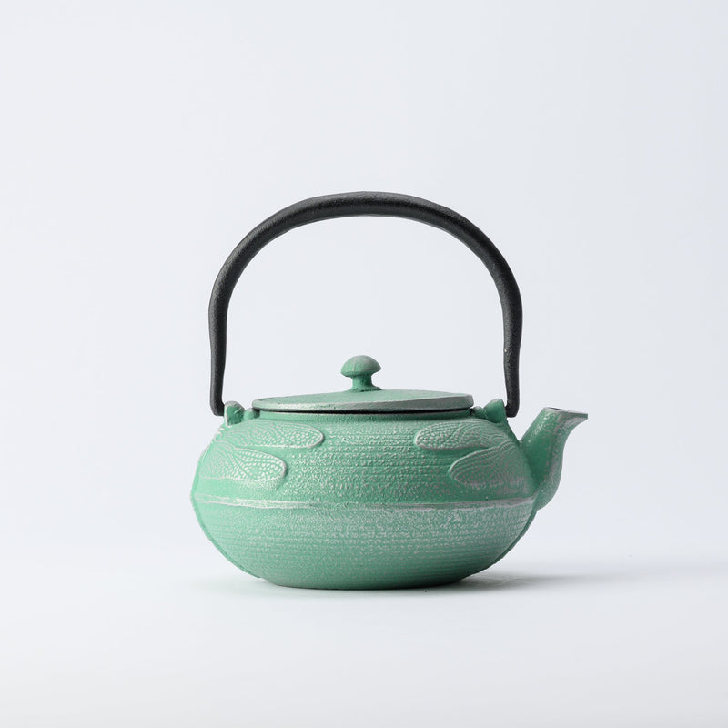 Roji Associates Mint Green Dragonfly Nambu Ironware Cast Iron Teapot - MUSUBI KILN - Quality Japanese Tableware and Gift