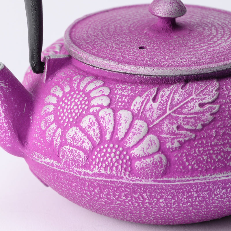 Roji Associates Purple Chrysanthemum Nambu Ironware Cast Iron Teapot - MUSUBI KILN - Quality Japanese Tableware and Gift