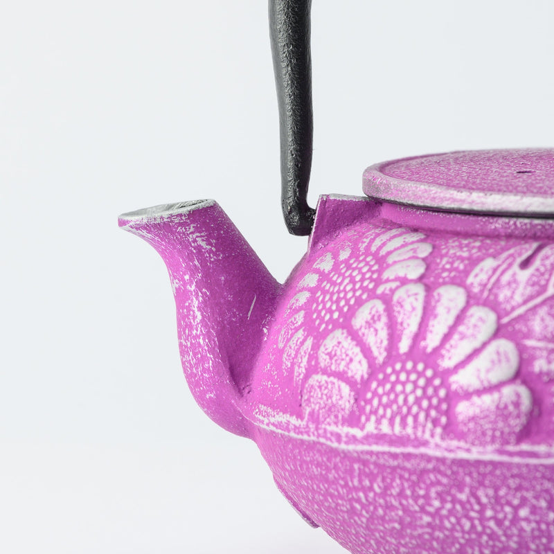 Roji Associates Purple Chrysanthemum Nambu Ironware Cast Iron Teapot - MUSUBI KILN - Quality Japanese Tableware and Gift