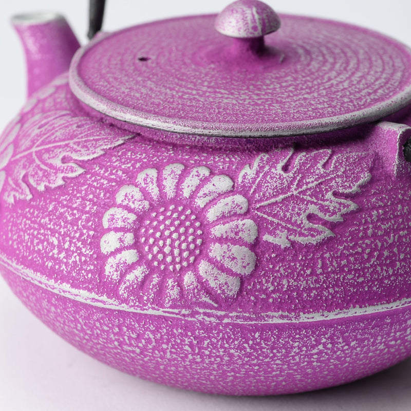 Roji Associates Purple Chrysanthemum Nambu Ironware Cast Iron Teapot - MUSUBI KILN - Quality Japanese Tableware and Gift