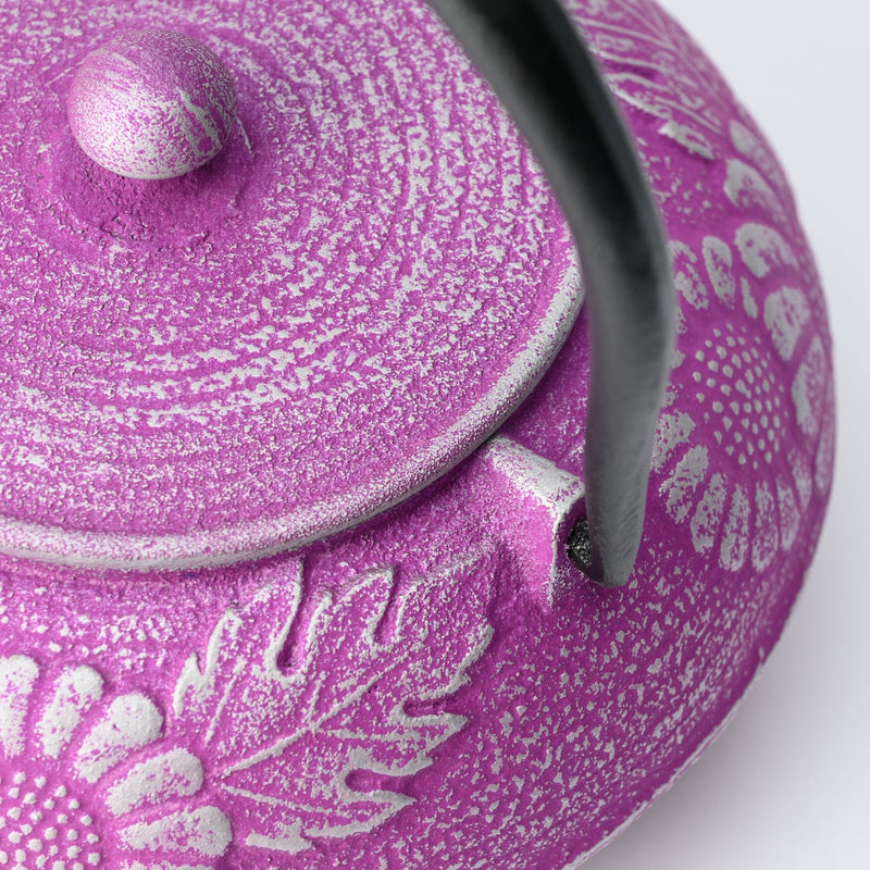 Roji Associates Purple Chrysanthemum Nambu Ironware Cast Iron Teapot - MUSUBI KILN - Quality Japanese Tableware and Gift