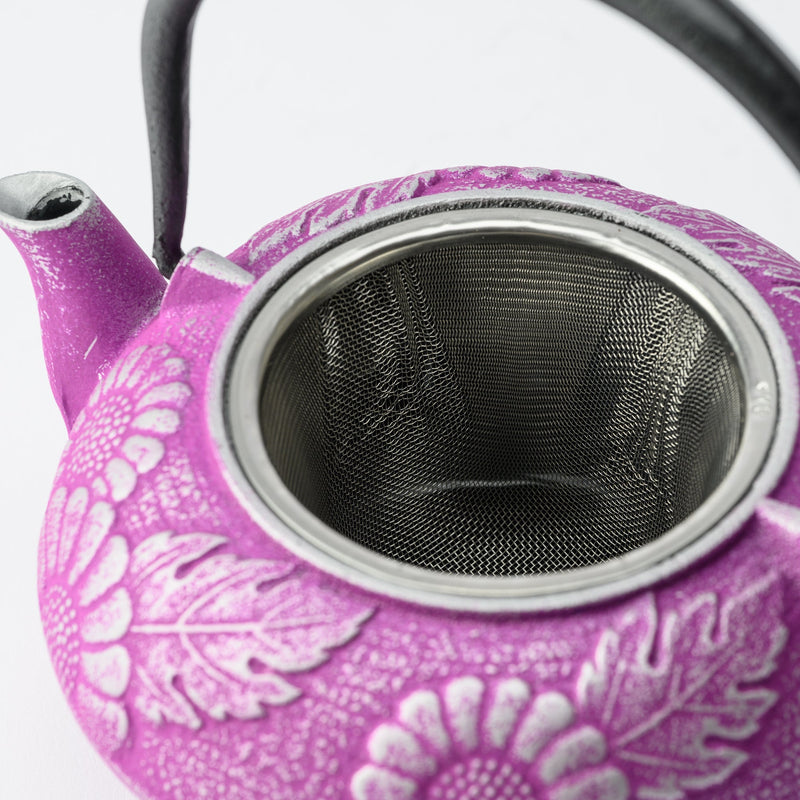 Roji Associates Purple Chrysanthemum Nambu Ironware Cast Iron Teapot - MUSUBI KILN - Quality Japanese Tableware and Gift