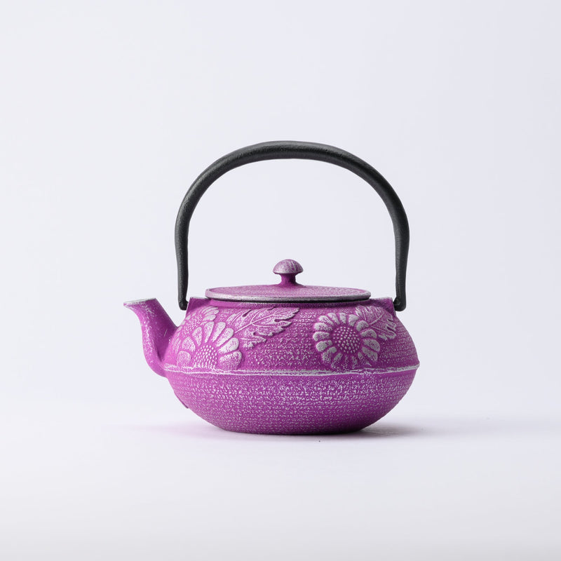 Roji Associates Purple Chrysanthemum Nambu Ironware Cast Iron Teapot - MUSUBI KILN - Quality Japanese Tableware and Gift