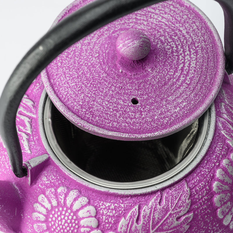 Roji Associates Purple Chrysanthemum Nambu Ironware Cast Iron Teapot - MUSUBI KILN - Quality Japanese Tableware and Gift