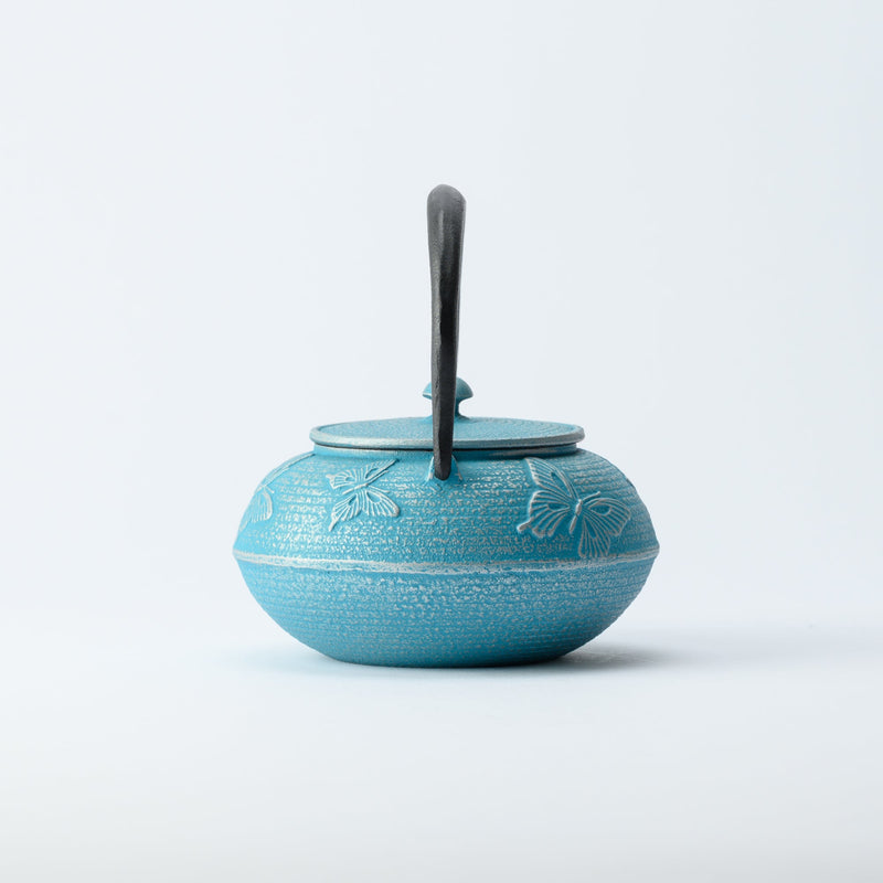 Roji Associates Sky Blue Butterfly Nambu Ironware Cast Iron Teapot - MUSUBI KILN - Quality Japanese Tableware and Gift