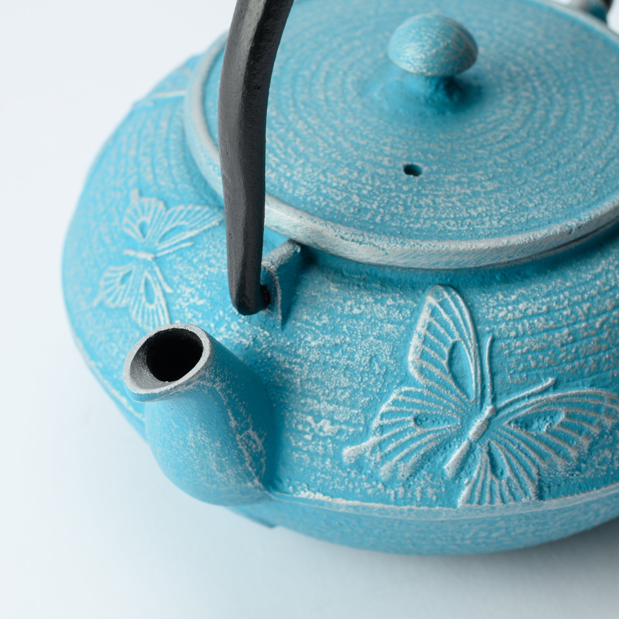 Roji Associates Sky Blue Butterfly Nambu Ironware Cast Iron Teapot - MUSUBI KILN - Quality Japanese Tableware and Gift