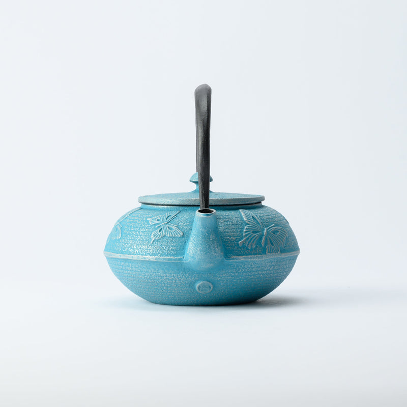 Roji Associates Sky Blue Butterfly Nambu Ironware Cast Iron Teapot - MUSUBI KILN - Quality Japanese Tableware and Gift