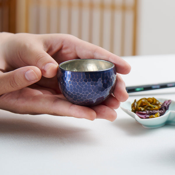 Seigado Indigo Blue Copper Guinomi Sake Cup