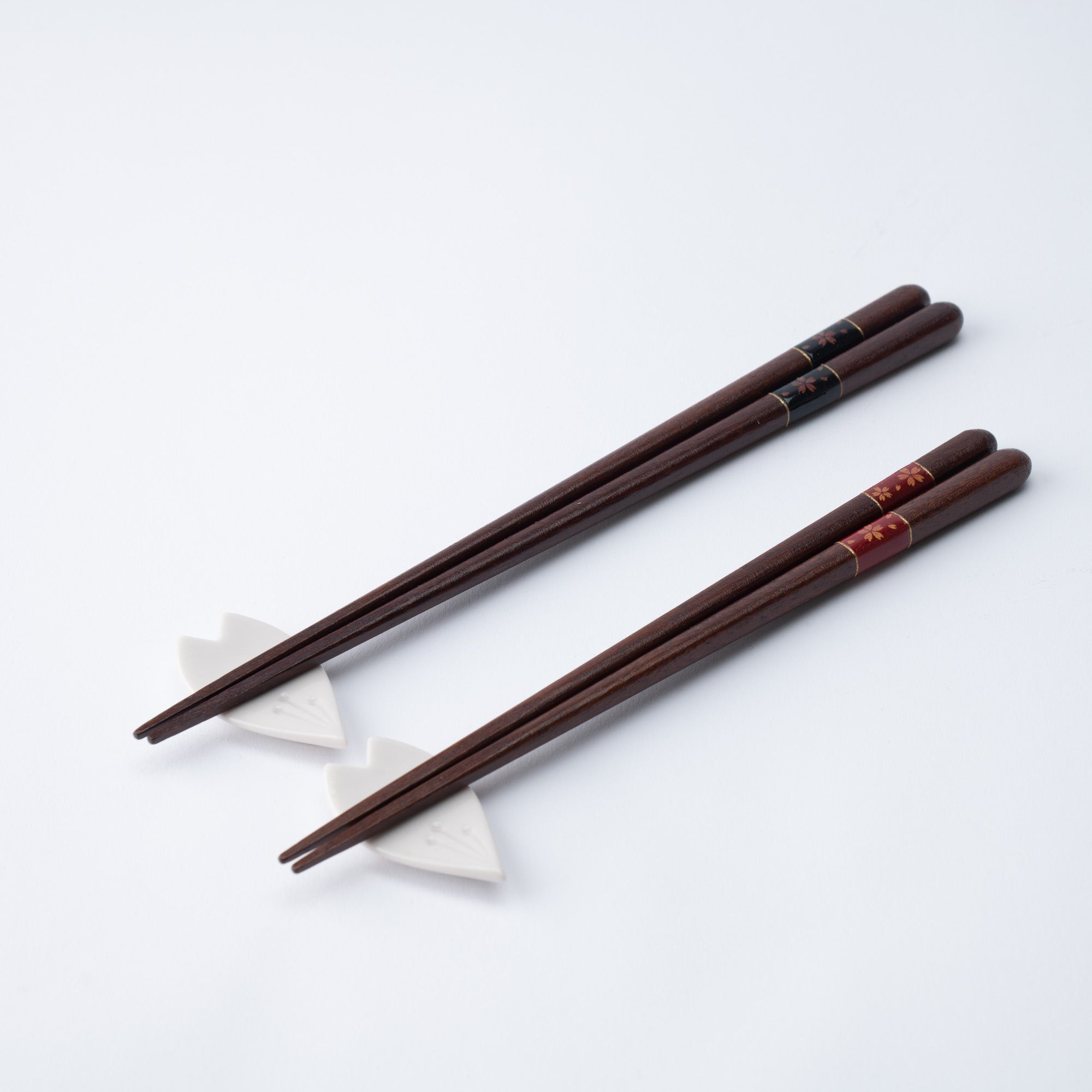 Sakura Dark Brown Wakasa Lacquerware Set of Two Pairs of Chopsticks 23 cm (9 in) and 21 cm (8.3 in) - MUSUBI KILN - Quality Japanese Tableware and Gift