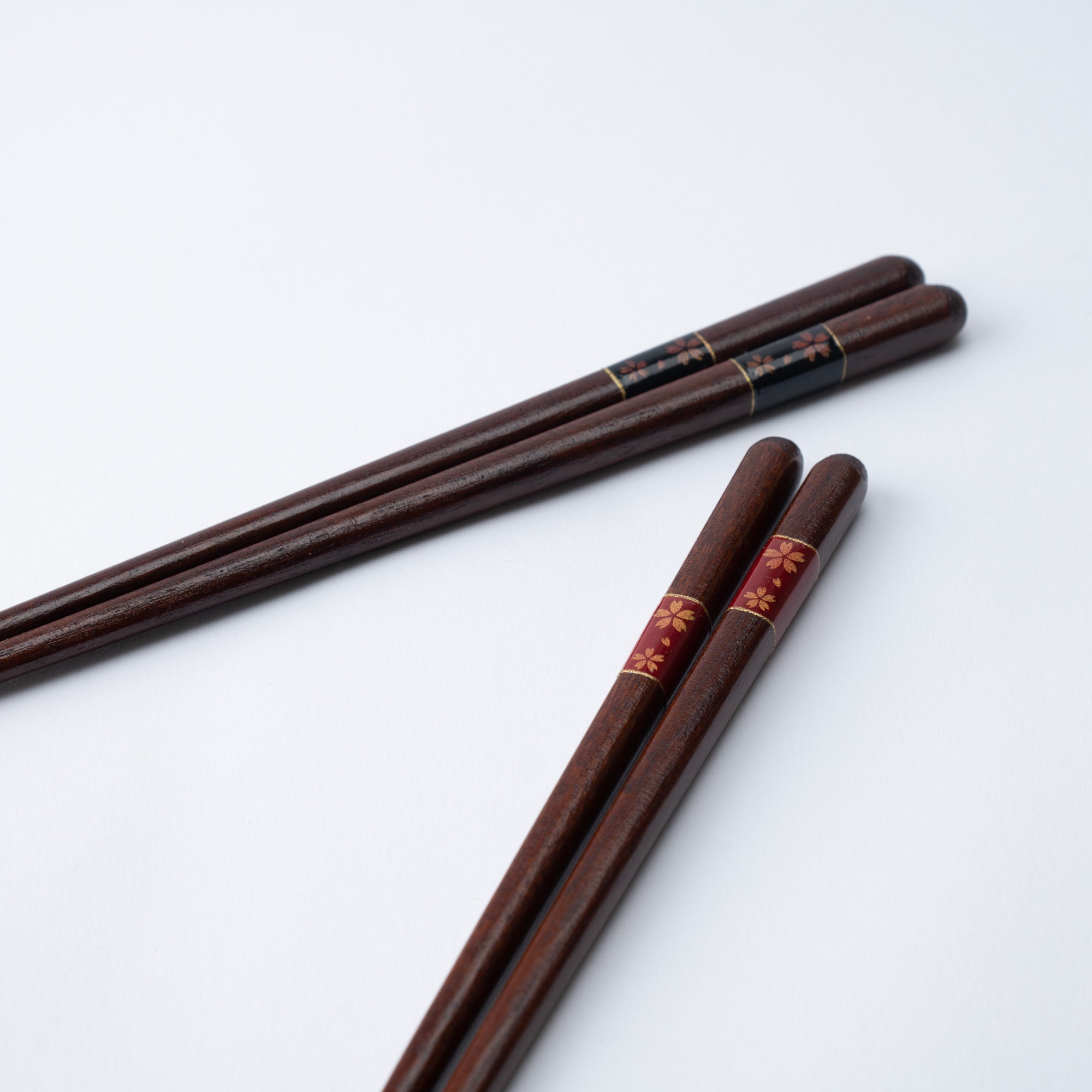 Sakura Dark Brown Wakasa Lacquerware Set of Two Pairs of Chopsticks 23 cm (9 in) and 21 cm (8.3 in) - MUSUBI KILN - Quality Japanese Tableware and Gift