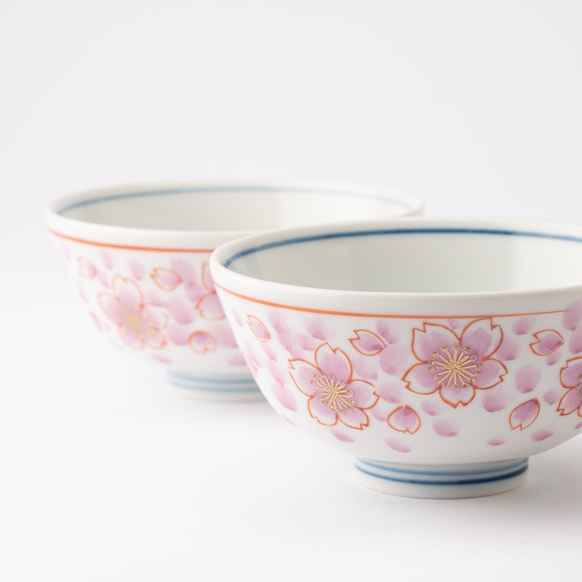 Sakura Kutani Japanese Rice Bowl Pair - MUSUBI KILN - Quality Japanese Tableware and Gift