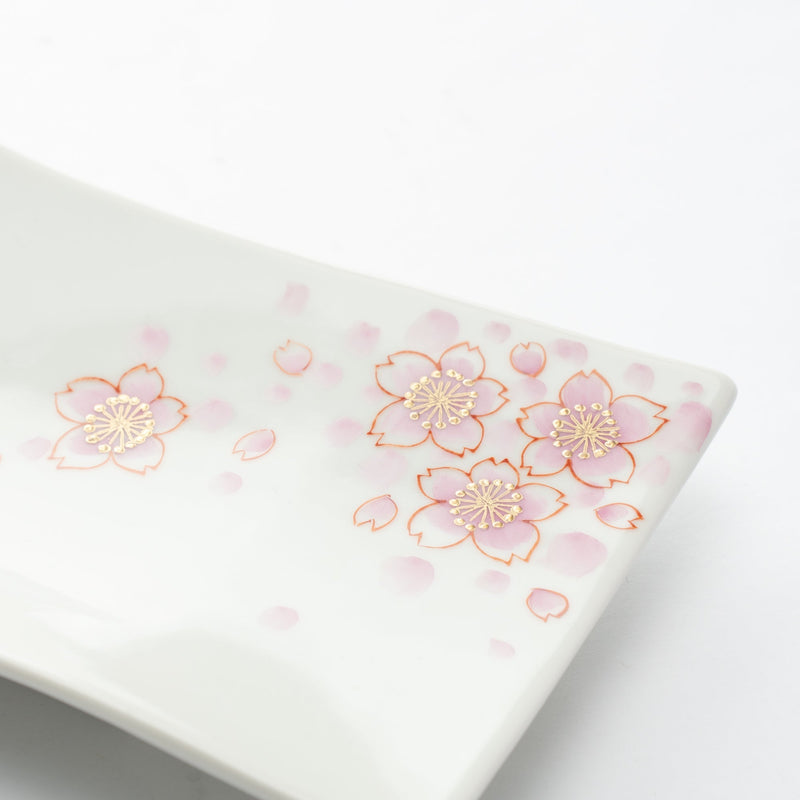 Sakura Kutani Rectangle Plate - MUSUBI KILN - Quality Japanese Tableware and Gift