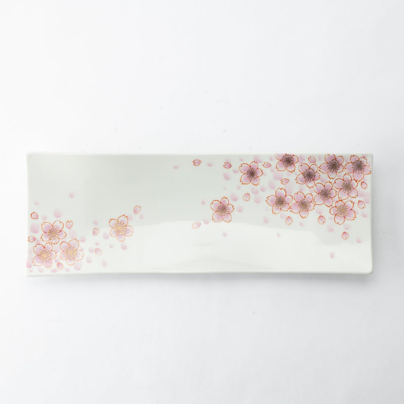 Sakura Kutani Rectangle Plate - MUSUBI KILN - Quality Japanese Tableware and Gift