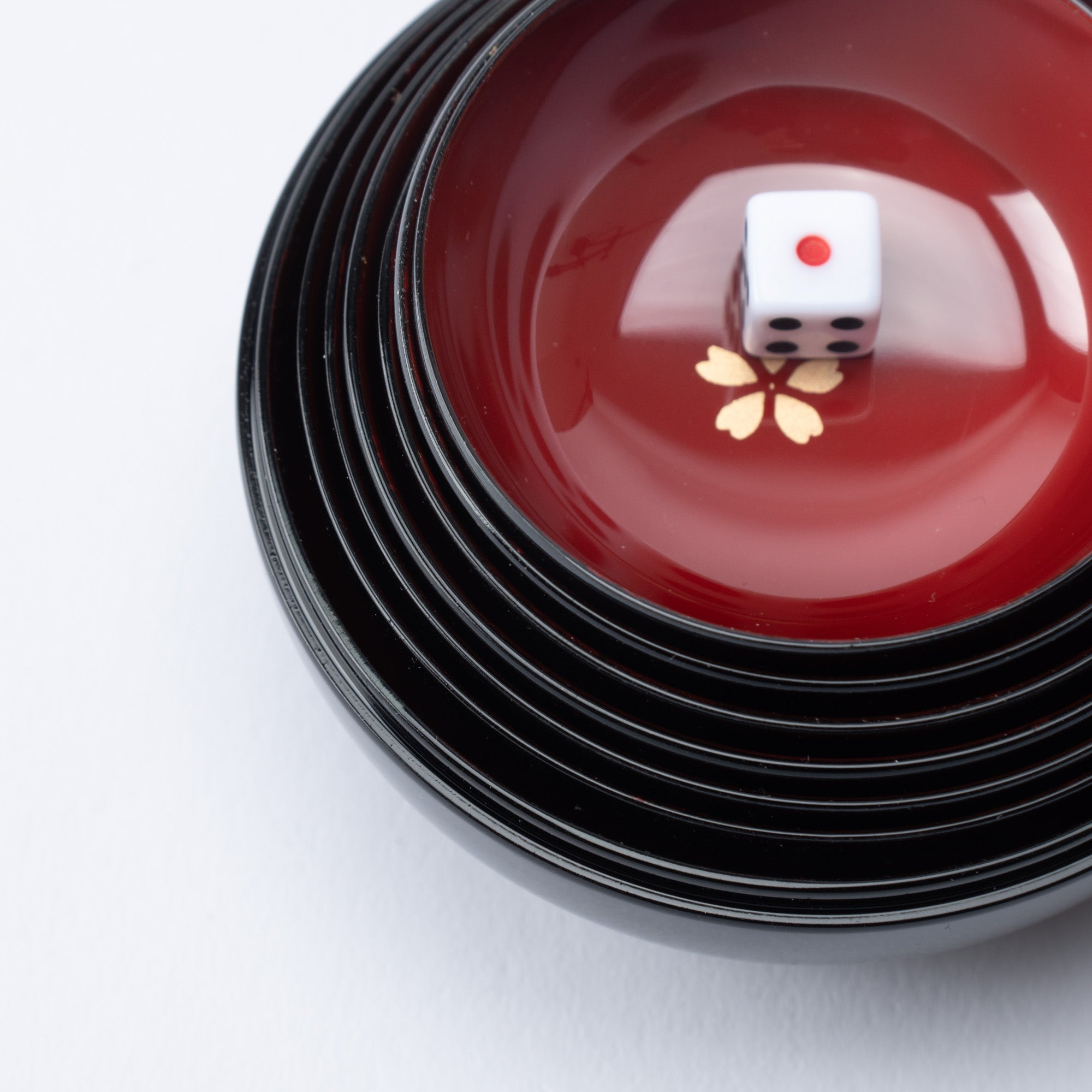 Sakura Maki - e Echizen Lacquerware Stacked Sake Cup Set With Dice - MUSUBI KILN - Quality Japanese Tableware and Gift