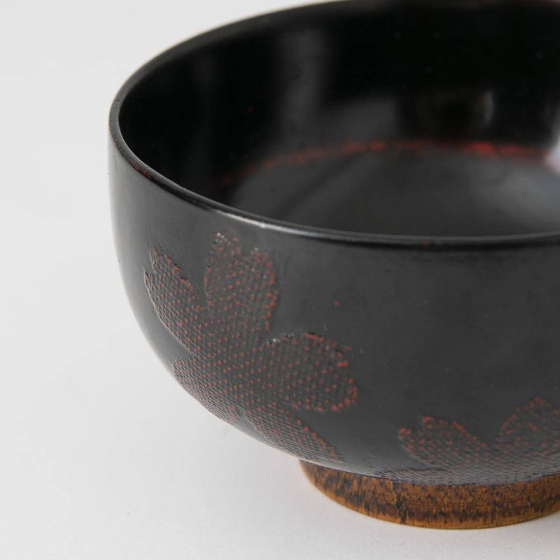 SAKURA Yamanaka Lacquerware Miso Soup Bowl - MUSUBI KILN - Quality Japanese Tableware and Gift