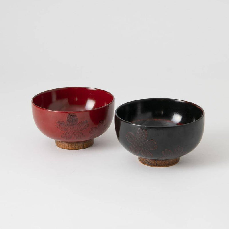 SAKURA Yamanaka Lacquerware Miso Soup Bowl - MUSUBI KILN - Quality Japanese Tableware and Gift