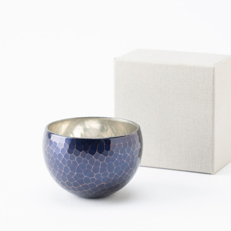 Seigado Indigo Blue Copper Guinomi Sake Cup - MUSUBI KILN - Quality Japanese Tableware and Gift