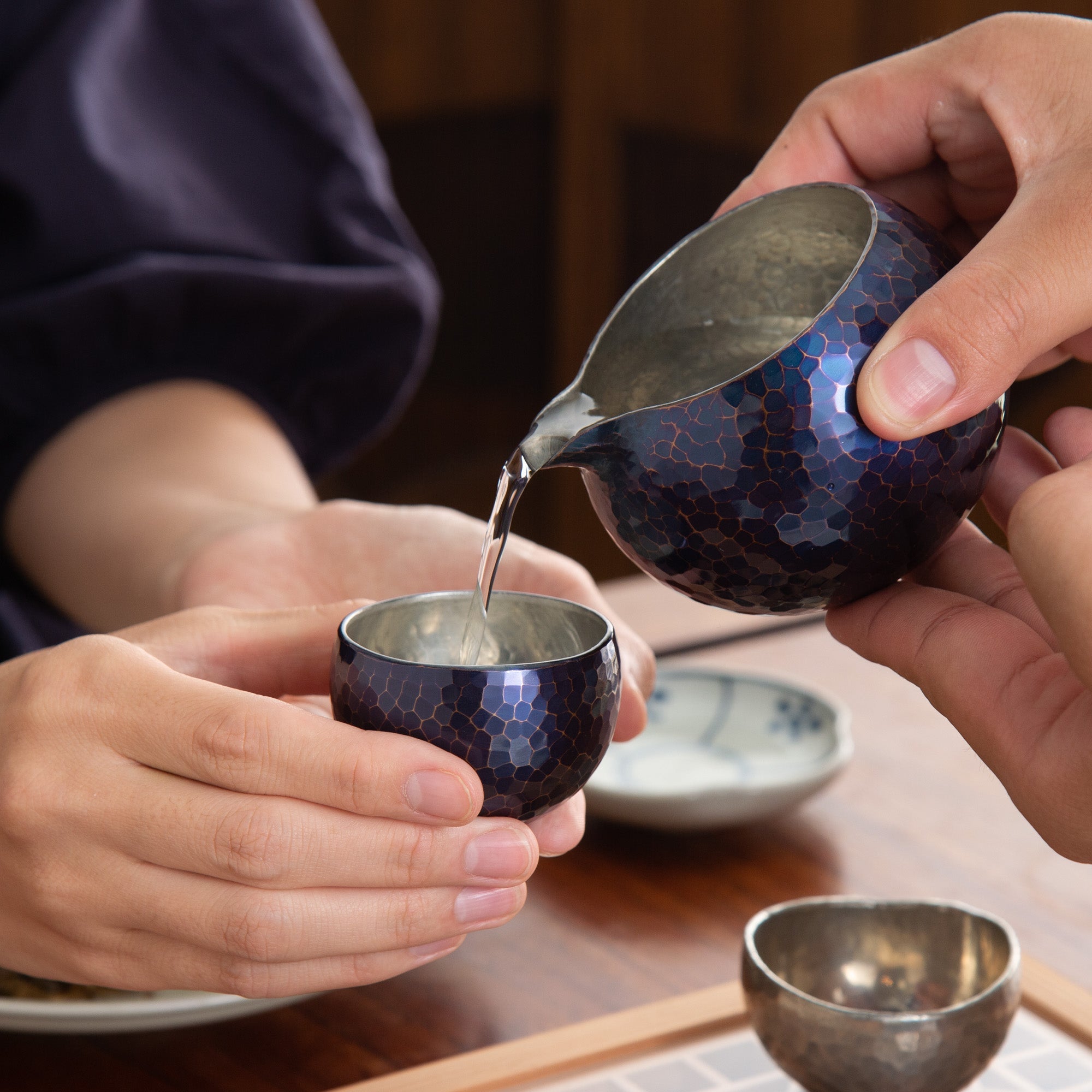 Seigado Indigo Blue Copper Katakuchi Sake Carafe - MUSUBI KILN - Quality Japanese Tableware and Gift