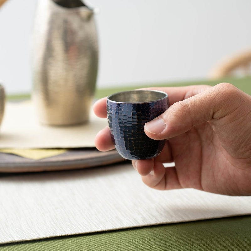 Seigado Tales of a Century Indigo Blue Guinomi Sake Cup - MUSUBI KILN - Quality Japanese Tableware and Gift