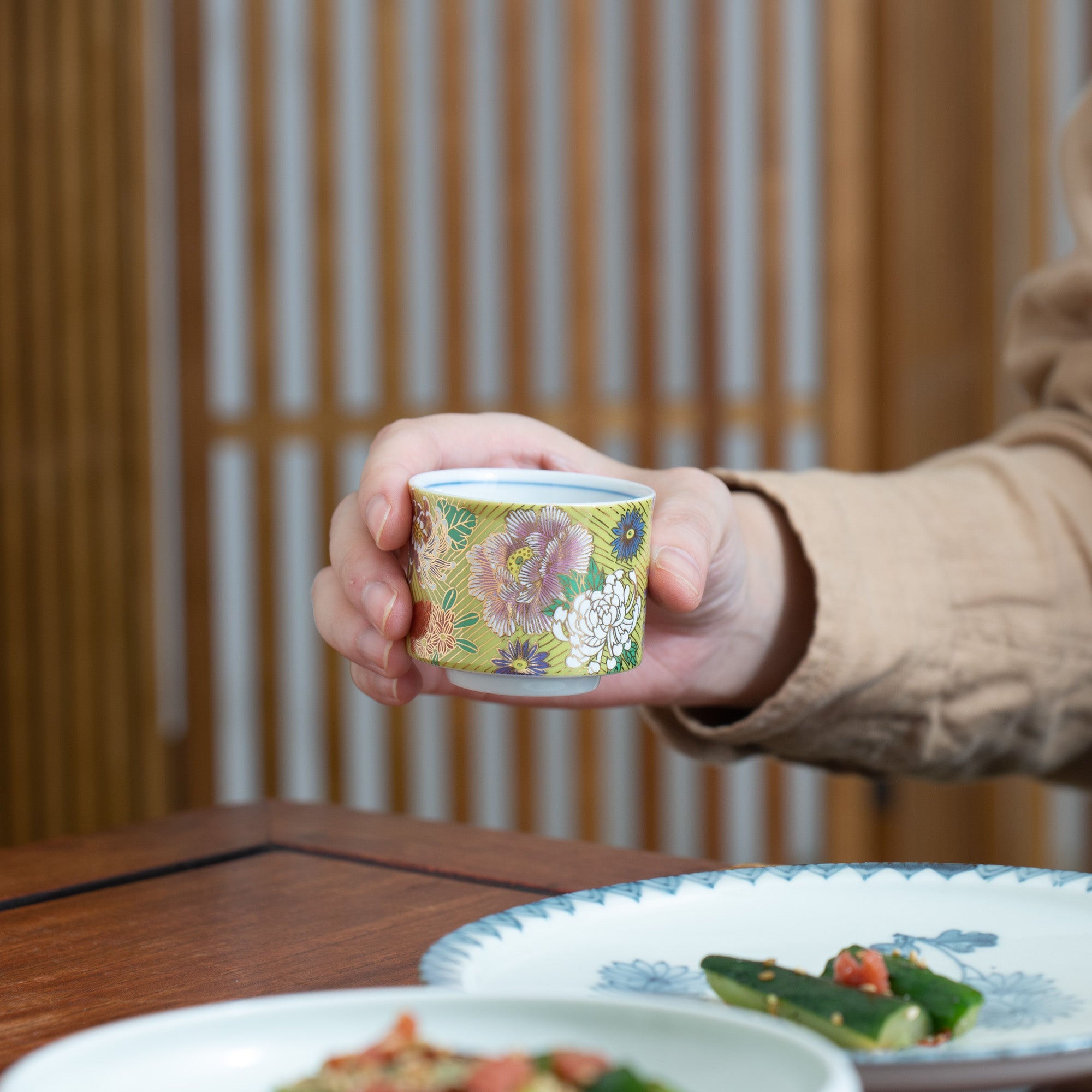 Seiju Kiln Golden Hanazume Kutani Ochoko Sake Cup Set - MUSUBI KILN - Quality Japanese Tableware and Gift