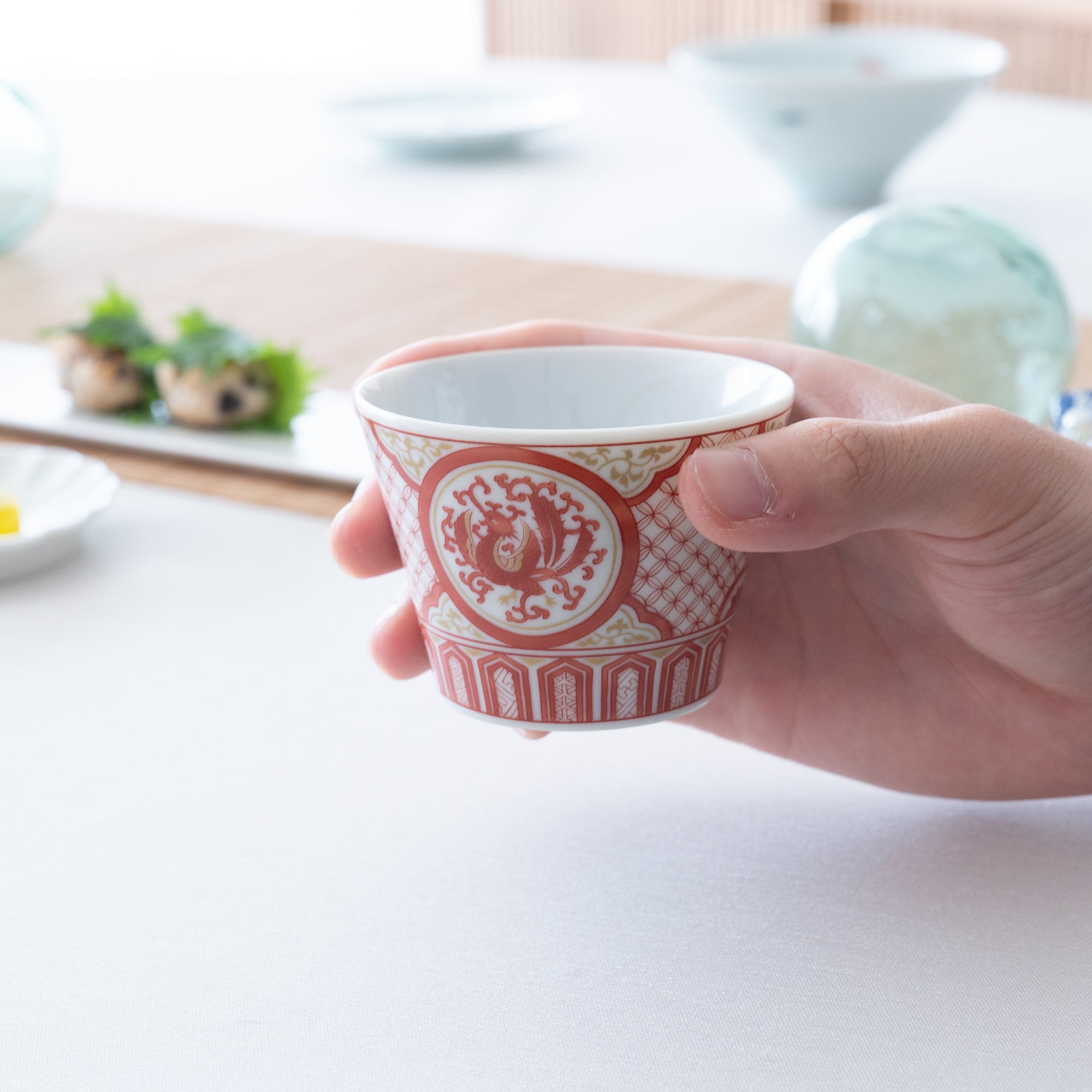 Seikou Kiln Akae Kutani Guinomi Sake Cup - MUSUBI KILN - Quality Japanese Tableware and Gift