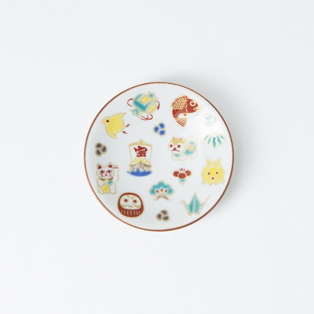 Seikou Kiln Auspicious Omen Kutani Sauce Plate - MUSUBI KILN - Quality Japanese Tableware and Gift