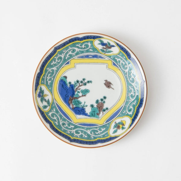 Seikou Kiln Bird and Pot Kutani Round Plate - MUSUBI KILN - Quality Japanese Tableware and Gift