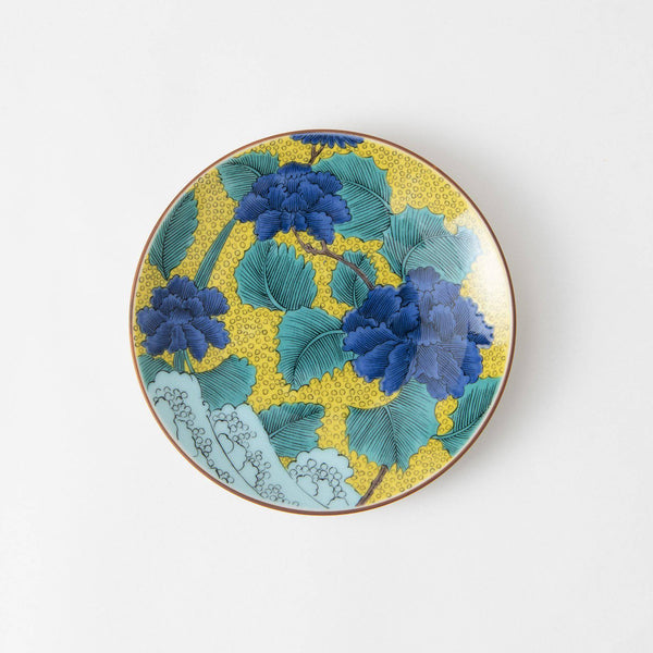 Seikou Kiln Blue Peony Kutani Round Plate - MUSUBI KILN - Quality Japanese Tableware and Gift