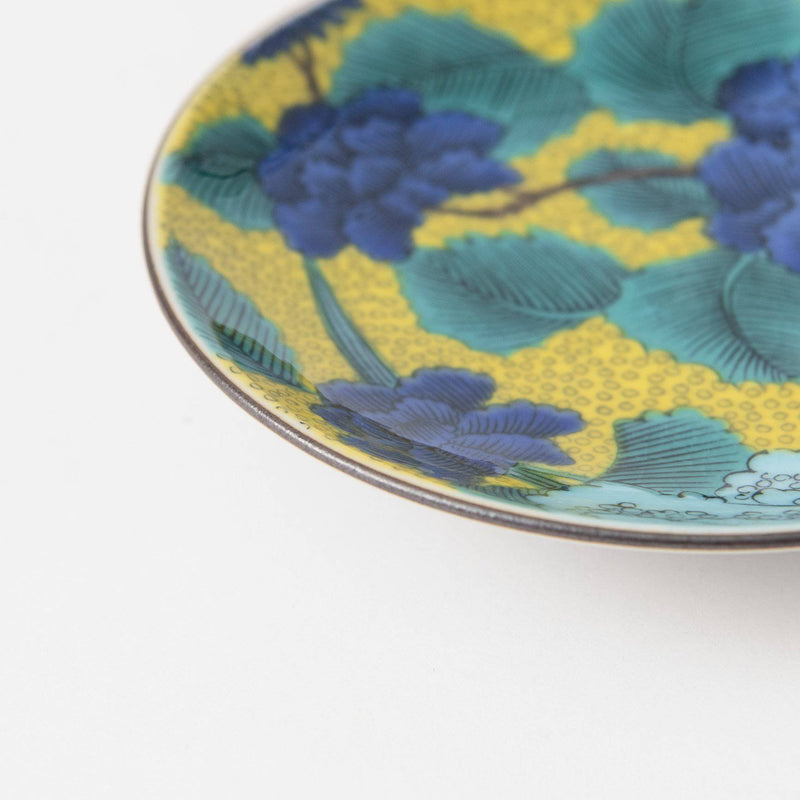 Seikou Kiln Blue Peony Kutani Sauce Plate - MUSUBI KILN - Quality Japanese Tableware and Gift