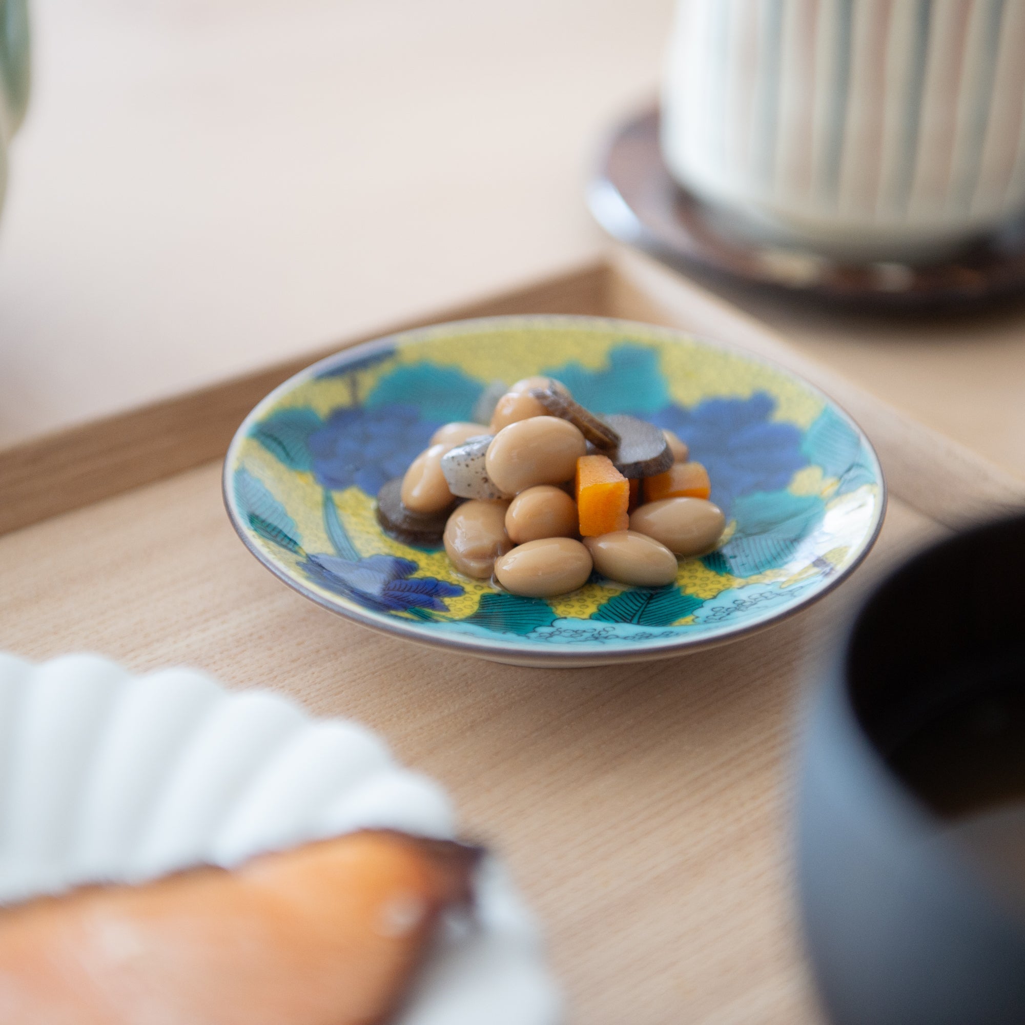 Seikou Kiln Blue Peony Kutani Sauce Plate - MUSUBI KILN - Quality Japanese Tableware and Gift