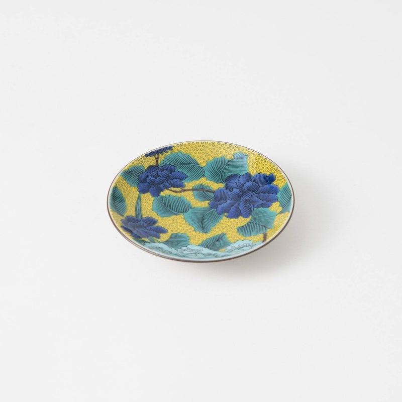 Seikou Kiln Blue Peony Kutani Sauce Plate - MUSUBI KILN - Quality Japanese Tableware and Gift