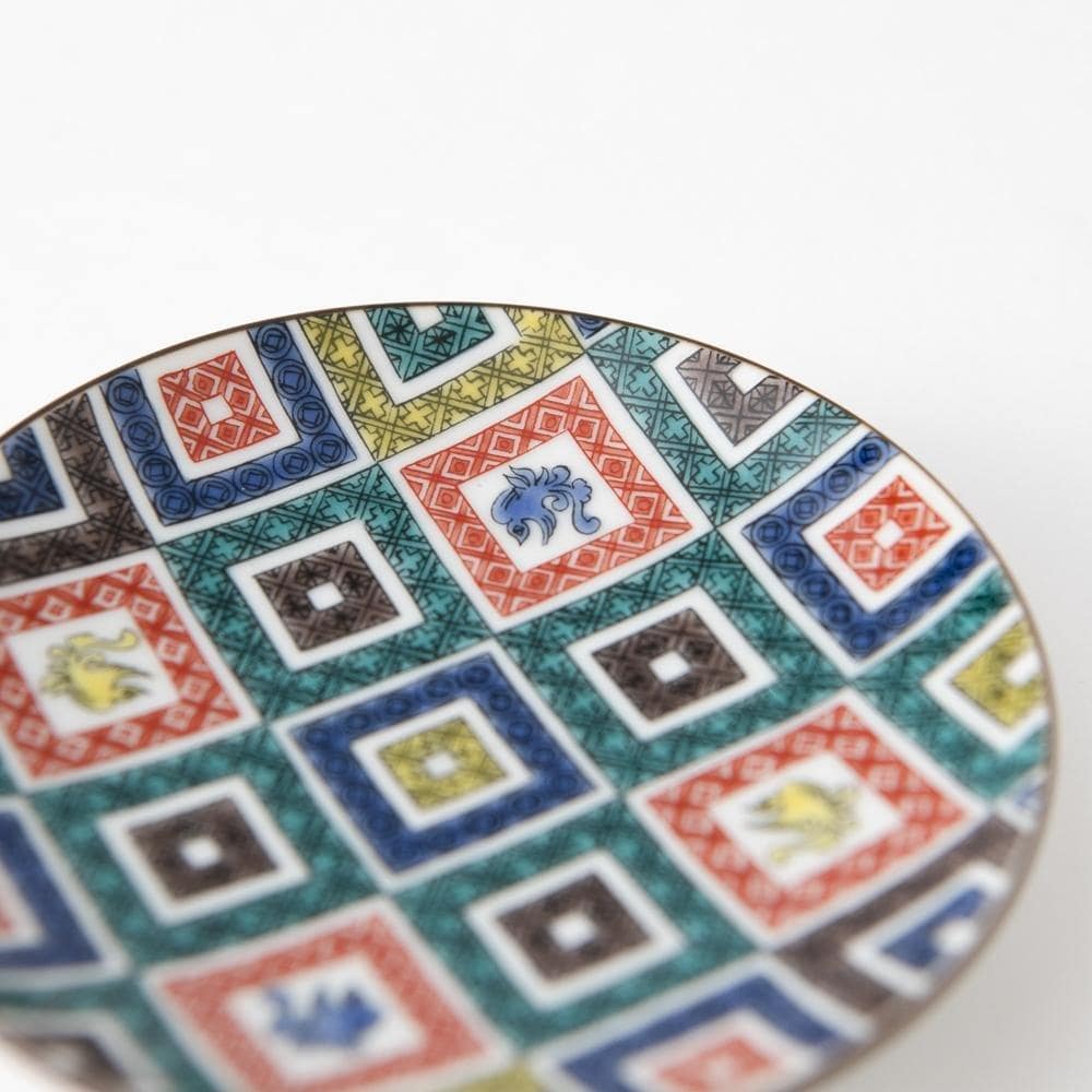 Seikou Kiln Color Tiles Kutani Sauce Plate - MUSUBI KILN - Quality Japanese Tableware and Gift