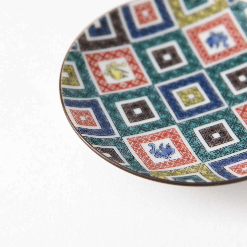 Seikou Kiln Color Tiles Kutani Sauce Plate - MUSUBI KILN - Quality Japanese Tableware and Gift