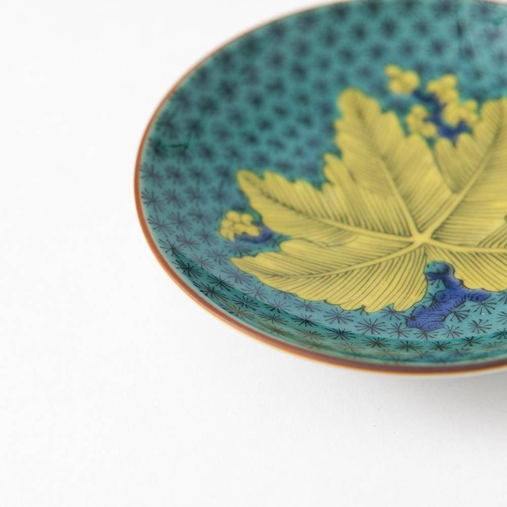 Seikou Kiln Foliage Kutani Sauce Plate - MUSUBI KILN - Quality Japanese Tableware and Gift