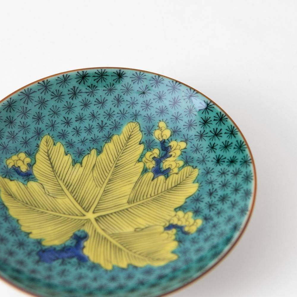 Seikou Kiln Foliage Kutani Sauce Plate - MUSUBI KILN - Quality Japanese Tableware and Gift