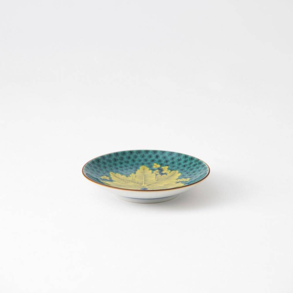 Seikou Kiln Foliage Kutani Sauce Plate - MUSUBI KILN - Quality Japanese Tableware and Gift