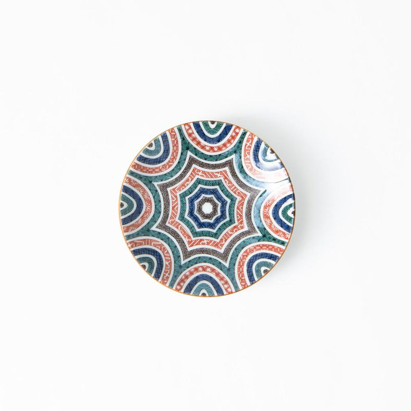 Seikou Kiln Geometric Pattern Kutani Sauce Plate - MUSUBI KILN - Quality Japanese Tableware and Gift