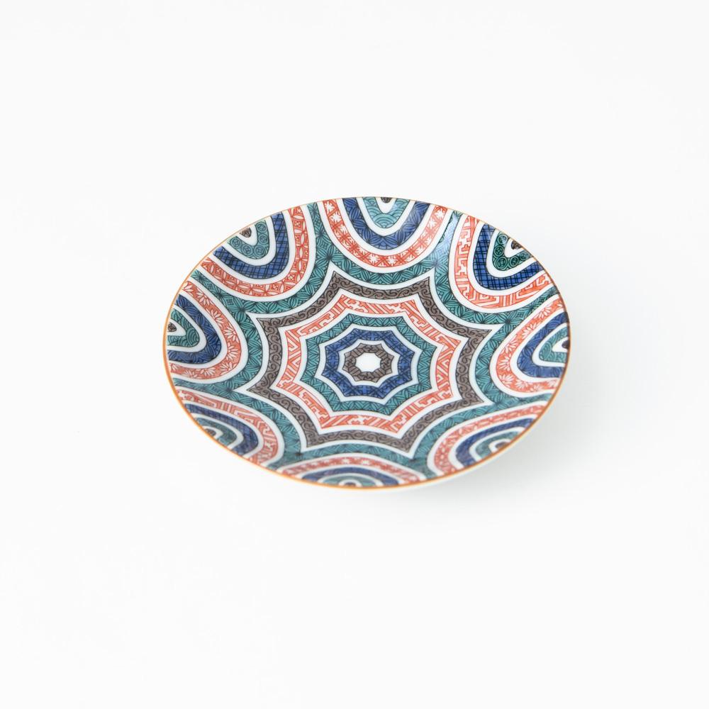 Seikou Kiln Geometric Pattern Kutani Sauce Plate - MUSUBI KILN - Quality Japanese Tableware and Gift