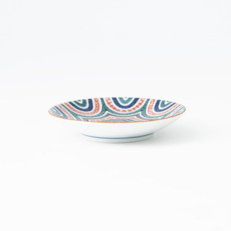 Seikou Kiln Geometric Pattern Kutani Sauce Plate - MUSUBI KILN - Quality Japanese Tableware and Gift