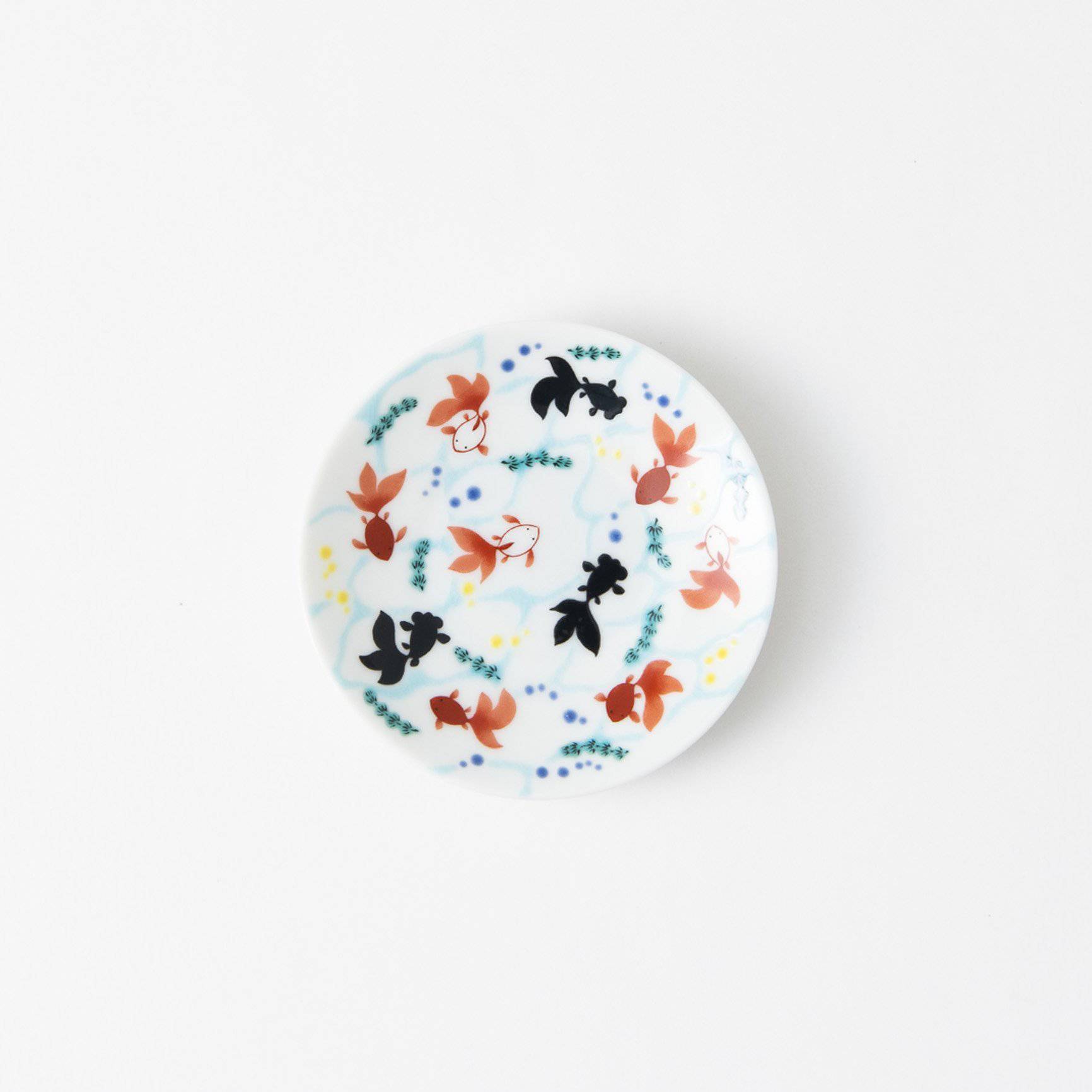 Seikou Kiln Goldfish Kutani Sauce Plate - MUSUBI KILN - Quality Japanese Tableware and Gift