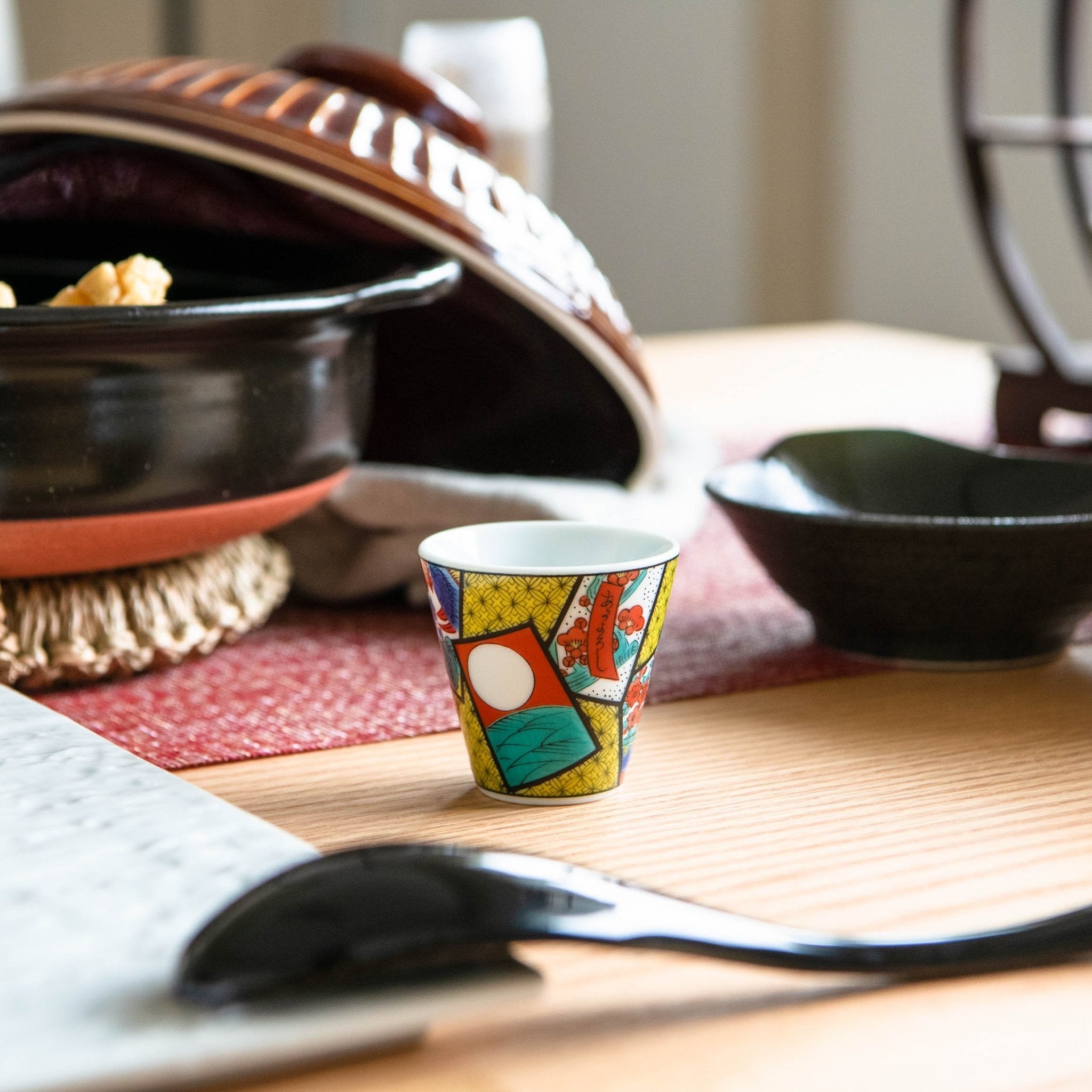 Seikou Kiln Hanafuda Kutani Ochoko Sake Cup - MUSUBI KILN - Quality Japanese Tableware and Gift